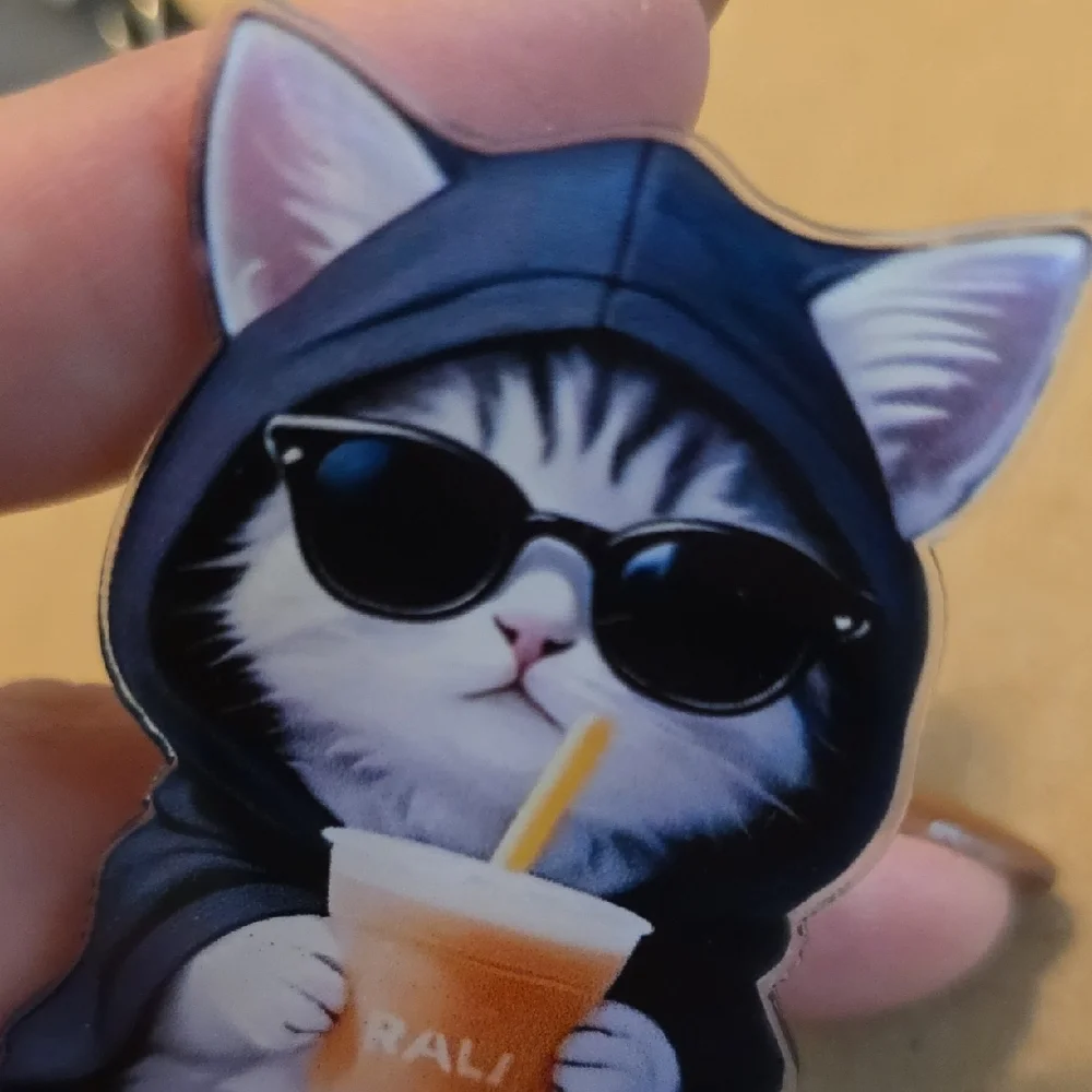Cool Cat Car Vent Clip Sipping Boba Tea